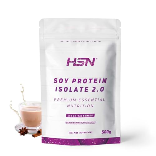 Proteína de Soja Aislada de HSN | Sabor Té Chai con Leche 500 gr = 17 Tomas por Envase | 100% Vegana | Soy Protein Isolate | No-GMO, Sin Gluten