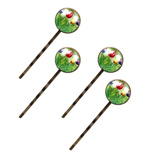 Lot de 4 barrettes tulipes et fleurs colorées pour cheveux
