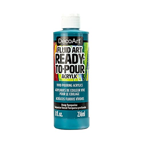 Deco Art Decoart Fluidart Ready-To-Pour Acrylic Paint 8Oz-Deep Turquoise #TOP4