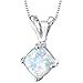 14 Karat White Gold Cushion Cut Created Opal Pendant
