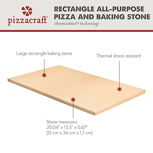 Pizzacraft ThermaBond Baking Stone (20"x14.5") - Pizza Stone for Oven & Grill, Heavy-Duty Baking Essential for Evenly Cooked Pizza, Bread, Pastries at Home - Must-Have Baking Tool (Rectangle)
