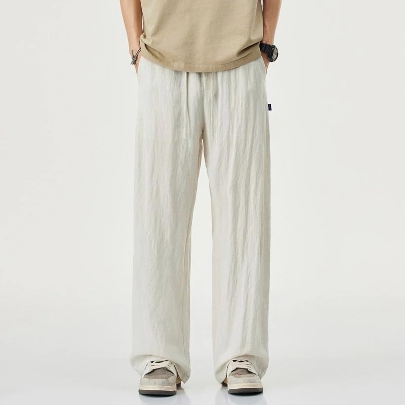 Men's Linen Pants Summer Thin Straight Trousers Male Korean Casual Pants4