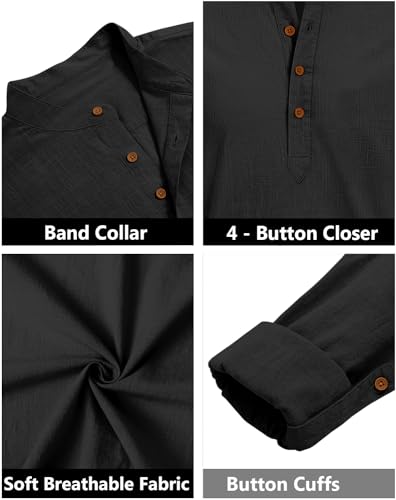 Image of Zombom Men's Solid Cotton Polyester Blend Straight Kurta Shirt, Regular Fit Full Sleeve Short Kurta Shirt