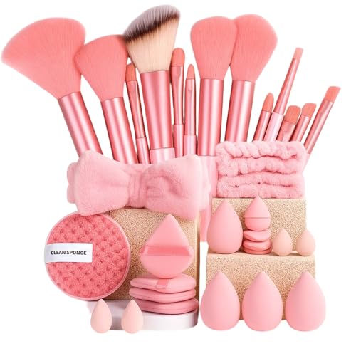 33 Stück Make Up Pinsel Set, Professionelles Pinselset Makeup Für Präzises Auftragen, Premium Beauty-Werkzeuge, Beauty-Tools Für Anfänger Und Profis, (33 Stück - Rosa)