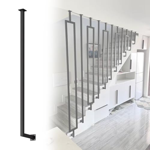 Broches d'escalier réglables en métal noir d'une finition haut de gamme de 1,1m