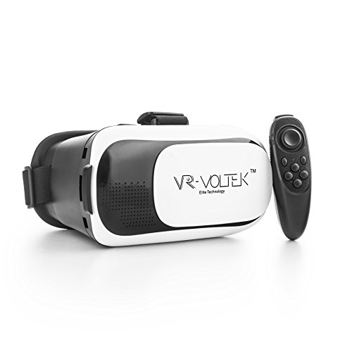 Virtual Reality Goggles Headset - VR Gear Video Glasses + Wireless Bluetooth Joystick - Immersive Virtual Gaming, 3D Movies, TV and Videos - VR Voltek