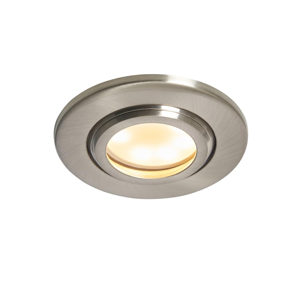 LITECRAFT Marlowe Fire Rated Tiltable Round IP65 Rated Recessed Downlights - (Satin Nickel, Single)