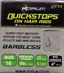 Korum 4in Hair Rigs with Quickstops Size 12 - KHRQS12