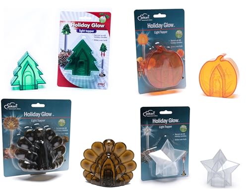 Image of Jokari Holiday Themed Clip on Window Candle Toppers for Electric
