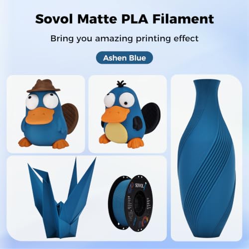 Image of Sovol 3D Printer Matte PLA Filament 1.75mm 1KG (2.2lbs), Ashen Blue