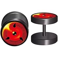 CHICNET Piercing falso de acero inoxidable negro rojo, cierre de