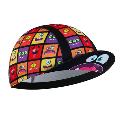 Corsehild Gorra de Ciclismo de Dibujos Animados para Hombre y Mujer, Sombrero de Ciclismo Debajo del Casco, poliéster, Transpirable, Absorbe el Sudor, Carrito-2, Talla única