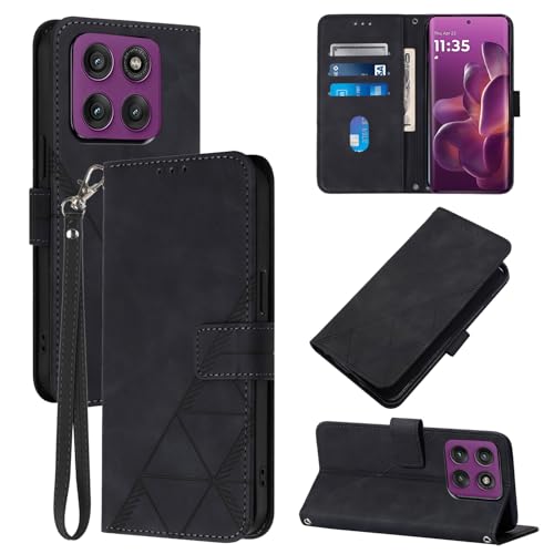 motorola edge 60 pro �p �P�[�X YAJOJO ���z�^�J�o�[ �X�}�z�P�[�X �J�[�h���[ �X�^���h�@�\ �}�O�l�b�g�J�� ���烌�U�[�[ + TPU�P�[�X �g�уJ�o�[ motorola edge 60 pro �Ή� (�u���b�N)