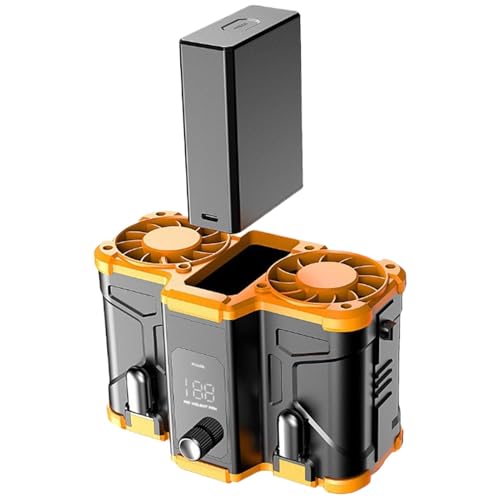 Ventilador al aire libre, ventilador de tamaño portátil - Pantalla digital LED de enfriamiento de doble salida de aire,Ventilador de enfriamiento recargable IPX4 IPX4 con