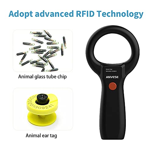 Anvese Scanner de microchip para animais de estimação, recarregável por USB, RFID EMID, leitor de mi