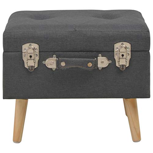 Lot de 3 tabourets avec espace de rangement gris foncé en polyester et bois massif - 4