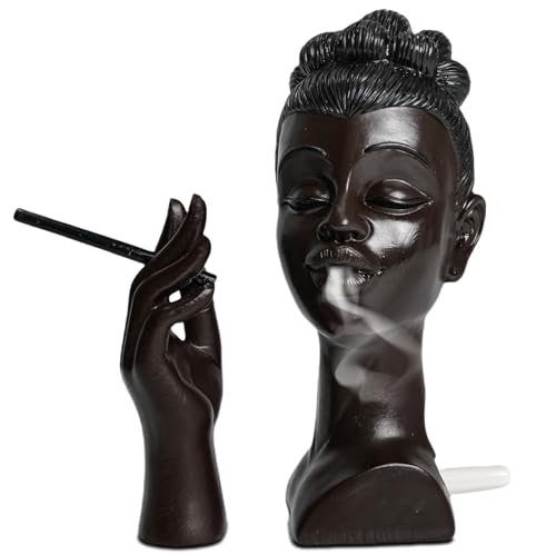 ZONSUSE Porta Incienso Mujer Negra para Conos Incienso, Quemador de Incienso con Estatua de Mujer, Soporte Incienso Creativo de Resina, Decoración del Hogar con Aromaterapia (Dama)