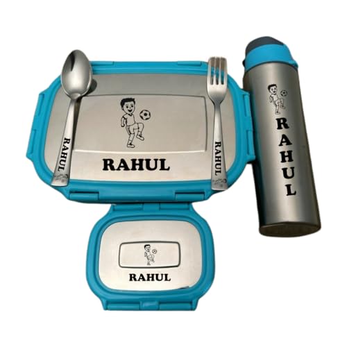 Image of ncgifts Personalized Tiffin | Customized Lunch Box for Kids with Name and Bottle, Favourite Character Engraved on Customized Tiffin Box with Bottle | for Birthdays, Return Gift