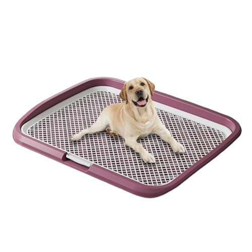 犬 トイレ メッシュ ワイド 大型犬 ワイド いたずら防止 カバー 大きい 足が濡れない レギュラー 抗菌 犬用小便器 (ピンク,47*37*6.5cm)