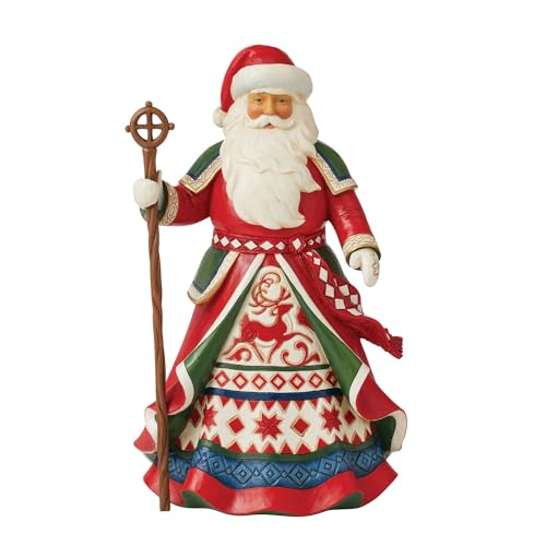 Enesco Jim Shore Heartwood Creek 16th Annual Lapland Santa with Staff Figurine, 10 Inch, Multicolor