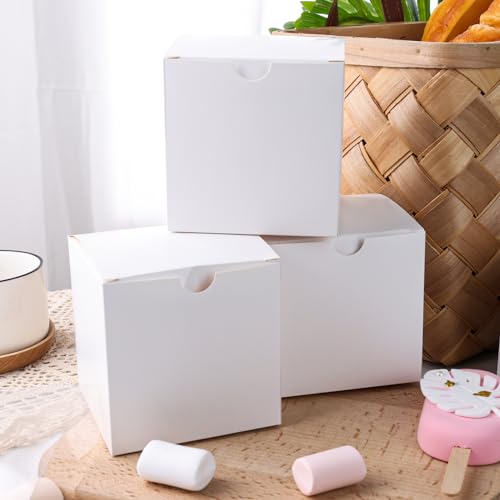 VGOODALL 50PCS Gift Boxes, 4 Inches White Kraft Paper Favor Boxes for Wedding Bridal Shower Birthday Party - Thumbnail 4