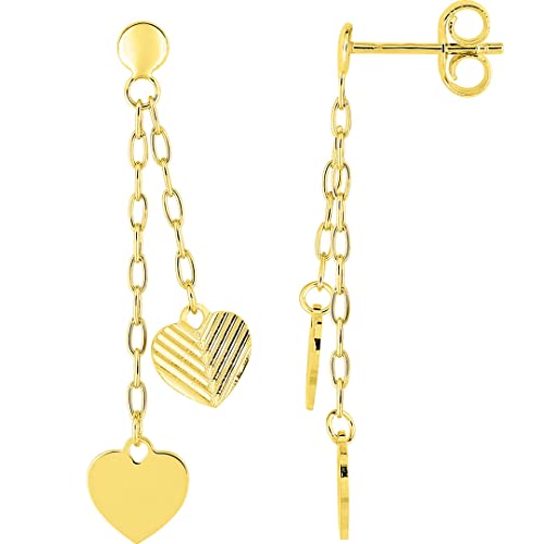 Boucles d'oreilles pendantes cœur or 18 carats anti-irritation pour lobes sensibles