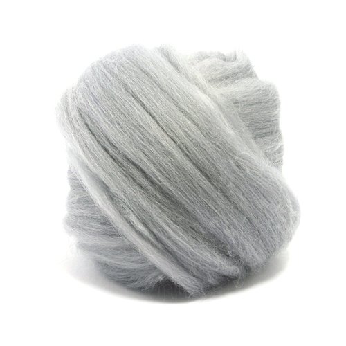 CyberloxShop 100g Dyed Merino Wool Top Roving Ash Grey Dreads 64's for Felting Spinning