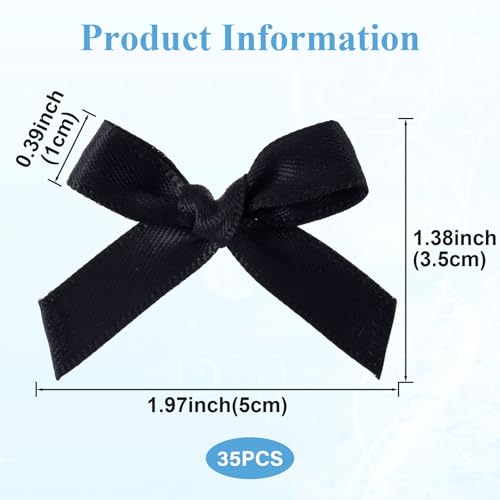 35pcs Mini Black Ribbon Bows for Flowers & Party Decorations
