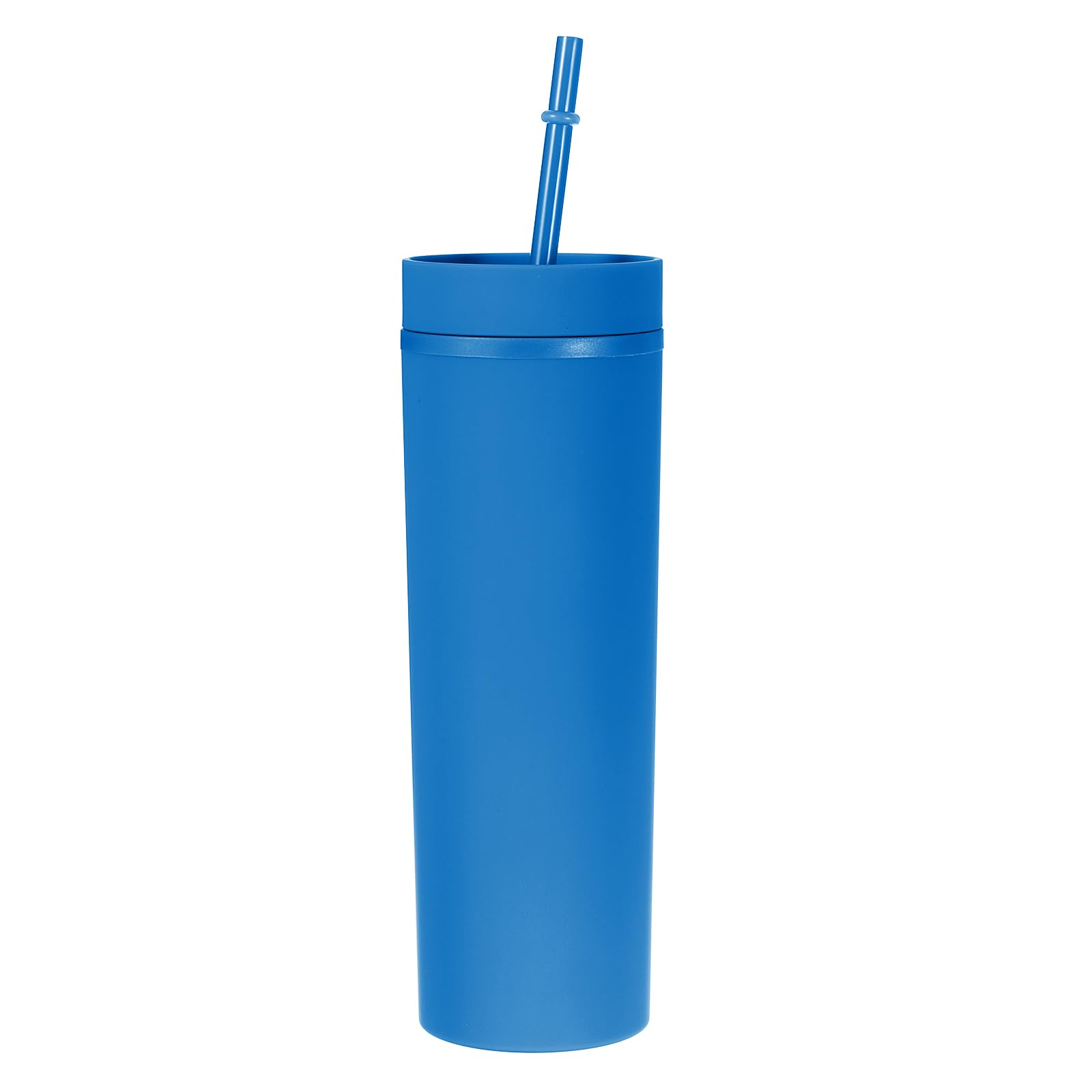 Uxcell Skinny Tumbler with Lids and Straws, 16Oz Matte Navy Blue Skinny Tumbler Bulk, Reusable Pastel Acrylic Tumbler, Double Wall Plastic Tumbler for Cold Hot Drinks, Coffee DIY