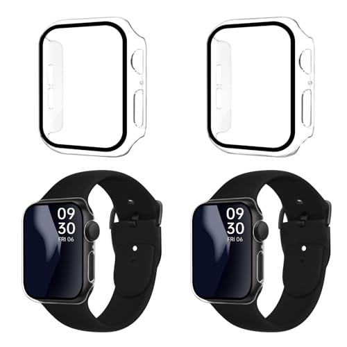 Smiling 2 Pack Sport Band and 2 Pack Case Built in Tempered