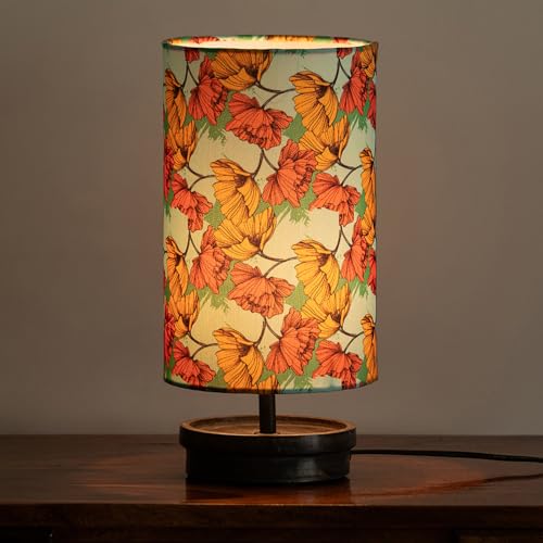 Image of ExclusiveLane 'Autumn Glow' Mango Wooden Table Lamp for Bedroom Living Room Home Decoration & Bedside Lamp Bed Lamps for Side Table Side Lamp for Bed Room (33.8 Cm, Without Bulb, Handcrafted)