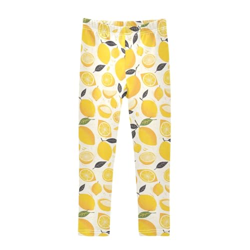 Fresh Lemons Hand Drawn Doodloddler Baby Girl Basic Leggings Soft High Waisted Activewear Exercise