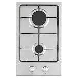 Cookology GH306SS Gas Hob 30cm Cooktop Built-in 2 Burners with LPG Conversion Kit Enamel Pan Supports, Auto Igniton and Flame Failure Safety - In Stainless Steel
