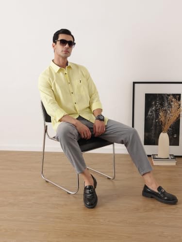 Image of Thomas Scott Men Premium Slim Fit Solid Cotton Twill Full Sleeve Shirt