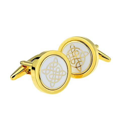 Mancuernillas para hombre con nudo celta y moneda dorada miniatura 1