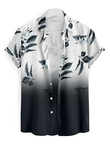 Image of LAMBOO Men Solid Fashion Lycra Printed Flower Print Slim Fir Spread Collar Casual Shirt