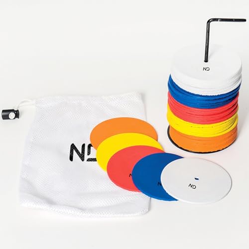 Small Round Rubber Marker Discs 10cm Set of 50 – Multi-Surface PVC Discs - Non Slip Spot Markers With Mesh Carry Bag for Sports, PE, Agility, Fitness Drills –Durable Field Markers for Indoor & Outdoor