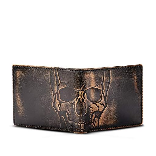 House of Jack Co. Emobssed SKULL Double ID Men's Wallet - Multifunction Design - Hand Burnished Finish - Image 7