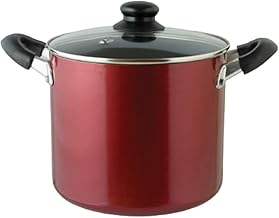 Cuisine Living Two-Handed Pot, 8.7 inches (22 cm), Glass Lid Included, Induction Compatible, Fluorine Processed, Non-Stick Red, Curry, Stew