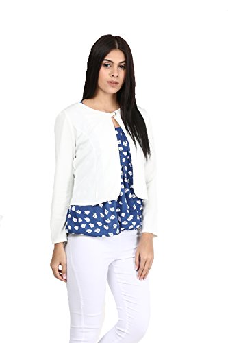 Image of mayra Women's Poly Blend White Color Long Sleeve Crop Length Jacket