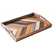 MyGift Rustic Chevron Rectangular Wood Breakfast Serving Tray with Cutout Handles - 16 x 12-Inch