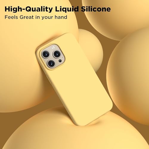 Image of Back Cover for iPhone 13 Pro Case,[Military Shockproof Protection] Liquid Silicone Case with [Soft Anti-Scratch Microfiber Lining for iPhone 13 Pro (Yellow)