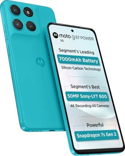 Image of Motorola Moto G67 Power 5G - Pantone Curacao Blue 12GB RAM + 256GB Storage | 7000mAh Battery | Snapdragon 7s Gen 2 | 30W TurboPower Charging | 5G Smartphone
