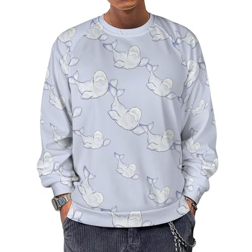 Beluga Wave Men's Crewneck Sweatshirt Pullover Long Sleeve Casual Tops