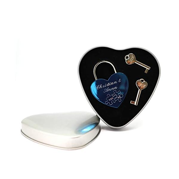 Liebesschloss Herzschloss rose gold mit 2 Schlüssel graviert Geschenkset – Bild 3