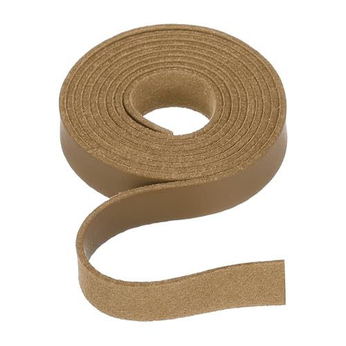 Rebower Flat Leather Cord,39 Inch 10mm Leather String PU Faux Leather Strips Strap,[for Jewelry Making DIY Craft Projects Belts Keychains Accessories]-1m/Yellow Brown