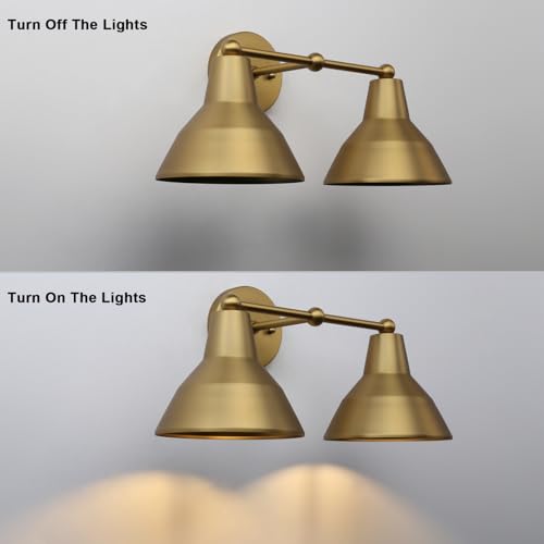 Image of Yosoan 2 Lights Brass Metal Vintage Wall Sconce, Hardwired Indoor Split Bowl Design Wall Mount Lamp Farmhouse Lighting Fixture for Vanity Living Room Kitchen Hallway Home Decor(Antique)