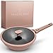 TRAUMLEBEN® Sartén wok de 28 cm con tapa, mango extraíble e indicador de calor, libre de PFOA y apta para inducción, sartén revestida para asar, cocer, cocinar y disfrutar