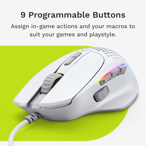 Image of Glorious Gaming Model I 2 Wired Gaming Mouse: 9 Programmable Buttons (2 Swappable), 66g Superlight, 26k Optical Sensor, 80M Click Rated Switches, MMO /MOBA /FPS, Side Thumb Rest (White)