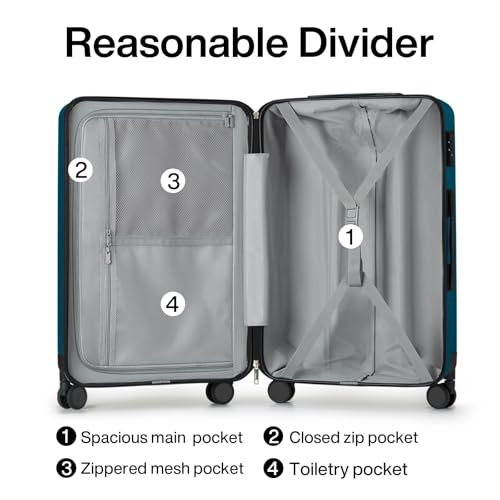 Image of Hanke 24 Inch Luggage Suitcases With Spinner Wheels Lightweight PC Hard Shell Rolling Suitcase With Travel Lock,Checked-Medium 24-Inch(Caribbean Blue)